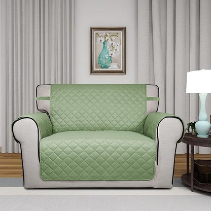 PureFit Reversible Quilted Sofa Cover Dog Couch Covers for Sofa, 28 in | Sage Green/Ivory, Water Resistant Couch Protector, Washable Pet Couch Cover with Non Slip and Elastic Straps For Kids