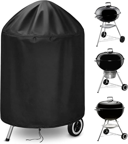 Charcoal Grill Cover, BBQ Grill Cover for Weber Charcoal Kettle, Heavy Duty Waterproof Outdoor Smoker Cover, Round Grill Cover for Most Charcoal Grill-30 D x 28" H