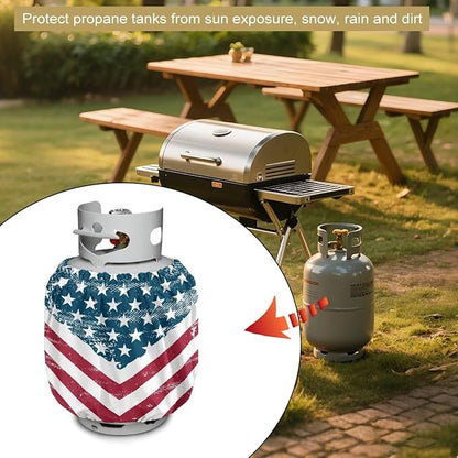 Propane Tank Cover 20lb for 4Th of July Gas Tank Cover Outdoor 600D Heavy Duty Waterproof Covers Fits Standard 20 lb Cylinder, 13.7'' x 16.5'' USA Flag