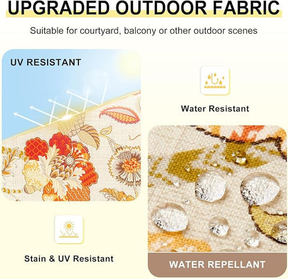 downluxe Outdoor Chair Cushions Set of 4 for Patio Furniture, Water-Resistant Patio Chair Cushions with Ties, High Density Foam Outdoor Seat Cushion, 17" X 16" X 2", Eva Floral