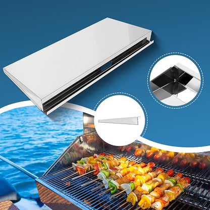 Marine Rectangular Grill Serving Shelf with Removable Cutting Board, for Rectangular Grills with a 9" x 18" Grilling Surface or Larger, Quick Attachment &Removal, Marine Grade Stainless Steel