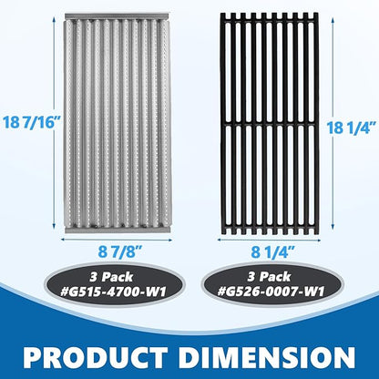 SafBbcue Emitter Plates Grill Replacement Parts for Charbroil Commercial 463241313 463241314 463241013, Stainless Steel & Cast Iron Grates for Charbroil Tru-Infrared 463247109 Grill Parts 3 Burner