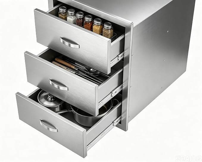 Garvee Outdoor Stainless Steel Drawer, 18Wx 23D x23H inch Smooth-Sliding, Rustproof & Weatherproof Storage, Easy Installation with Stainless Steel Handle, BBQ Drawers Ideal for Garden/Outdoor Kitchen | Weatherproof Storage Easy Installation Stainless S...