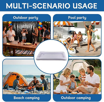 2-Pack Inflatable Serving Bar, Ice Buffet Cooler Tray for Food & Drinks | 53x25in. Fill with ice to keep food & drinks cold. For BBQ, picnic & pool parties. Inflatable buffet cooler containers.