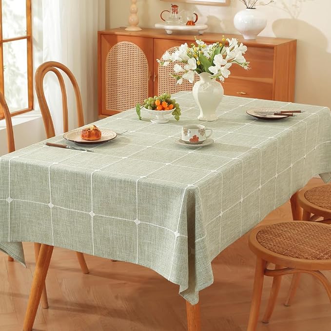 TruDelve 60x120 Inch Tablecloth Rectangle Cotton Green Table Cloths for Rectangle Tables Modern Extra Long Tablecloths(Green,120"x60",Rectangular)