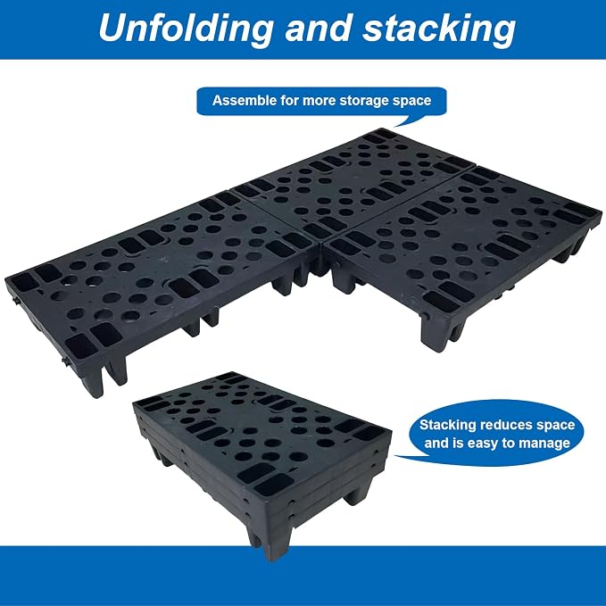 Plastic Pallets, Lightweight Moisture-Proof Floor Pallet, Interlocking with Breathable Grids Storage Pad, Applicable to Indoor and Outdoor, Garages, Kitchen, Basement (6 Pcs 11.8 * 19.7 * 3.9)