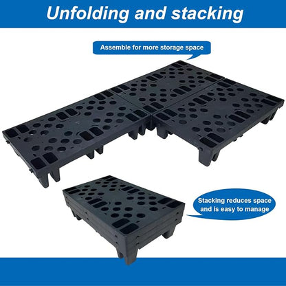 Plastic Pallets, Lightweight Moisture-Proof Floor Pallet, Interlocking with Breathable Grids Storage Pad, Applicable to Indoor and Outdoor, Garages, Kitchen, Basement (6 Pcs 11.8 * 19.7 * 3.9)