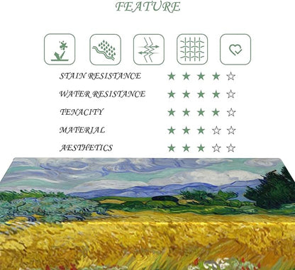 60x84 Inch Van GOG Rectangle Tablecloth Wheat Field with Cypresses Table Cloth Oil Painting Washable Table Cover for Dining Garden Atelier BBQ Home Decor