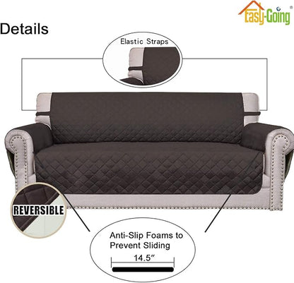 Easy-Going Reversible Couch Cover, 4 Seater Sofa, Chocolate/Ivory | XX-Large Sofa, Washable Slipcover For Dogs, Water Resistant Mat, Living Room, Non-Slip Sofa Cover, Pet Friendly