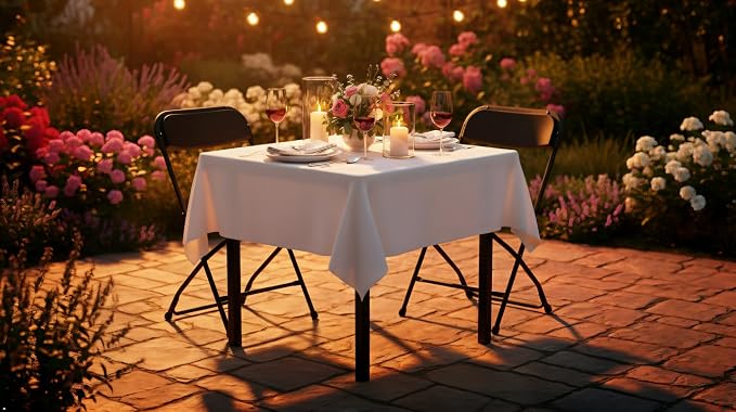 3 Piece Folding Card Table Portable and Chair Set, 34" Square Black Bi-Fold Table 2 Adult Chairs for Board Games Nights Gatherings Party Home Indoor Outdoor Lightweight