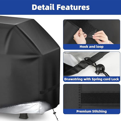 Perfect Grill Cover for Outdoor Grills Waterproof Rip-Proof Weather Resistant for Reliable Protection Griddle Cover Easy to Clean Adjustable Hem Drawstring Fade Resistant (Brown, 52)