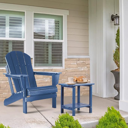 Apolimi Adirondack Outdoor Side Table, 2-Tier Sturdy Patio End Table Weather Resistant, 16.5" Solid Side Table for Patio, Pool, Porch