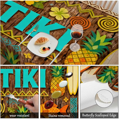 Swono Decorative Rectangle Table Cloth African Pattern, Exotic Geometric Pineapples Fishes Polyester Tablecloth Kitchen Table Cover for Dining BBQ Picnic Coffee Table 50x72, 4-6 Seats