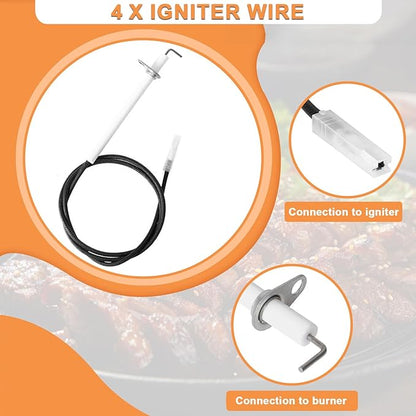 4 Outlet Grill Igniter Kit for Blackstone Grill Igniter Blackstone Starter Replacement 36 Inch Griddle Accessories, Ignitor & Ignition Wires Kit for Black Stone Igniter Replacement,AA Battery Required