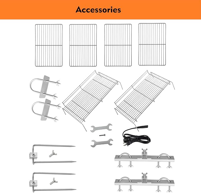 DEWOSEN 50W Rotisserie Grill Roaster 51 Inch BBQ Outdoor Small Pig Lamb Rotisserie Roaster 132LBS/60KG Stainless Steel Charcoal Spit Rotisserie Roaster Grill Great for Camping Outdoor Barbecue