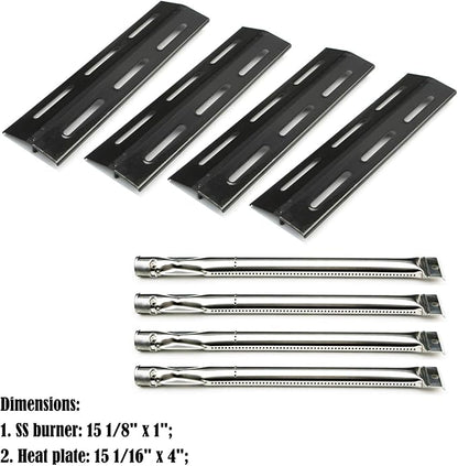 Parts Kit DG112 Burners, Heat Plates Replacement for Kenmore P01708034E, P02008010A, P02008029A gas grills, 4 Pack