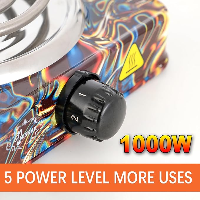 minkah Coal Burner Coconut Charcoal Starter High Power Electric Stove Coconut Charcoal Starter Smart Heat Control Long Cable for BBQ Kitchen