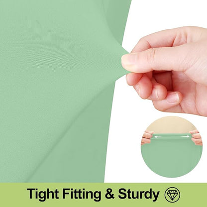 Smiry Spandex Elastic Fitted Table Cloth Skirt for 4FT Rectangle Table | Stretch Washable Table Cloth, Banquet Table Cover for Wedding, Party, Indoor & Trade Shows, (Light Green, 48Lx24Wx30H)