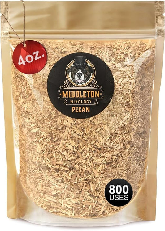 SmokeTop® 4oz Bag - Cocktail Smoker Chips for Old Fashioned Cocktails, Whiskey, & Bourbon - by Middleton Mixology Made in The USA (800 uses) (Pecan)