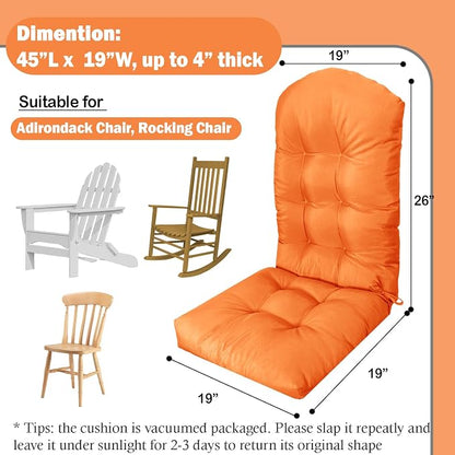 Adirondack Chair Cushion, Outdoor Patio Furniture Seat Pad, Waterproof | Waterproof cover with straps, PP cotton, high back thick seat pad for adirondack rocking chair indoor outdoor porch 44x19x4