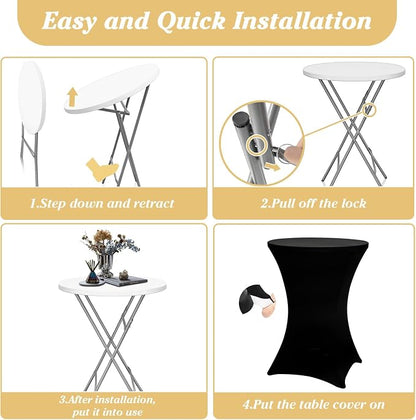 GUAGUA 2 Packs 32in Bar Height Folding Cocktail Tables with Covers | 32inch round bar-height tables with covers for parties, weddings, catering, and portable indoor or outdoor setups.