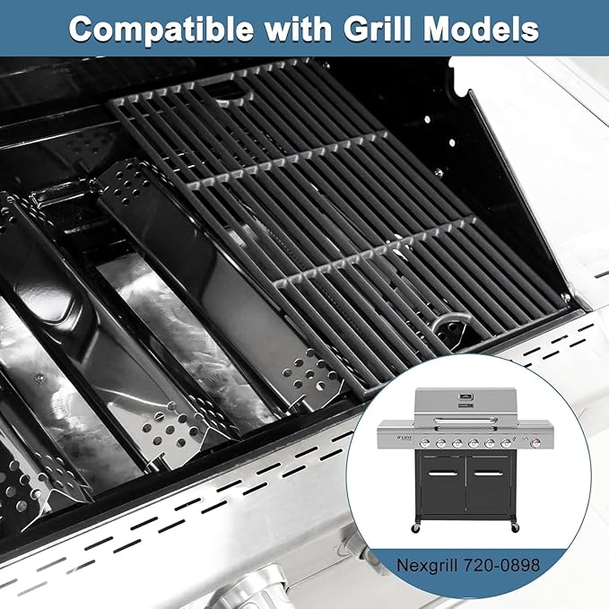 Replacement Parts for Nexgrill 720-0898, Drip Pan Grease Tray, Grill Heat Plates, Burner Tubes and Igniter, Grill Grates for Nexgrill 720-0898 Deluxe 6 Burner Gas Grill
