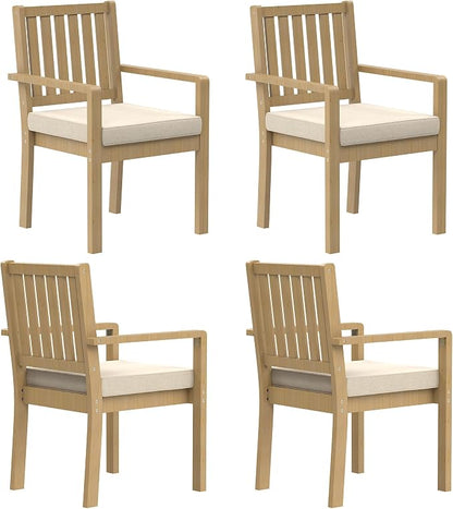 Wisteria Lane Acacia Patio Dining Chairs Set of 4, Outdoor Wood Chairs with Thick Cushions, Modern Patio Seating for Porch, Backyard, Garden, Indoor Use, Brown