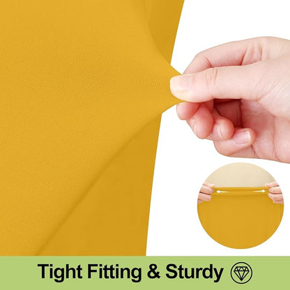 Smiry Spandex Elastic Fitted Table Cloth Skirt for 4FT Rectangle Table | Stretch Washable Table Cloth, Banquet Table Cover for Wedding, Party, Indoor & Trade Shows, (Mustard Yellow, 48Lx30Wx30H)