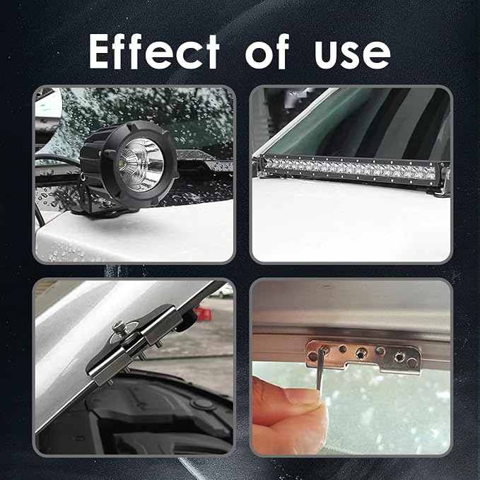 Pack-2 Car Grille Light Mount Base, Adjustable Metal Vehicle Roof Light Fixing Bracket, Universal Shock-Absorbing Automotive Hood Auxiliary Bracket Accessories for Truck SUV Car (Black)