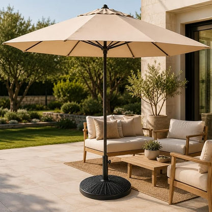 22 Lbs 17.72 Inch Round Umbrella Stand, Heavy Duty Weighted Base for Outdoor Market Parasols, Stable Holder for Patio Deck Lawn Garden Poolside, Black