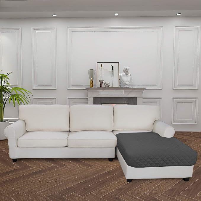 Easy-Going Sectional Couch Covers for Dogs L Shape Sofa Cover Reversible Sofa Slipcover Chaise Lounge Cover Furniture Protector Cover for Pets Dog Cat (42 x 52 inches, Dark Gray/Dark Gray) | Soft Sofa Slipcover For Dogs, Fits Left/Right Chaise Lounge P...