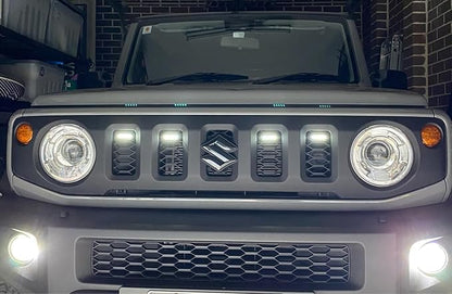 Front Grille Light White/Amber Center Grille Lights Decorative Lights Compatible with Suzuki Jimny JB64 JB74 2019 2020 2021 2022 2023
