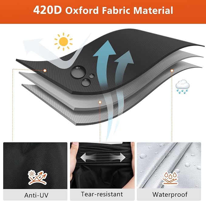 Round BBQ Grill Cover for Weber 22" and Most Kettle Charcoal Grill | Windproof,Waterproof,Tear Resistant,UV Protection,30" Dia x 38" H