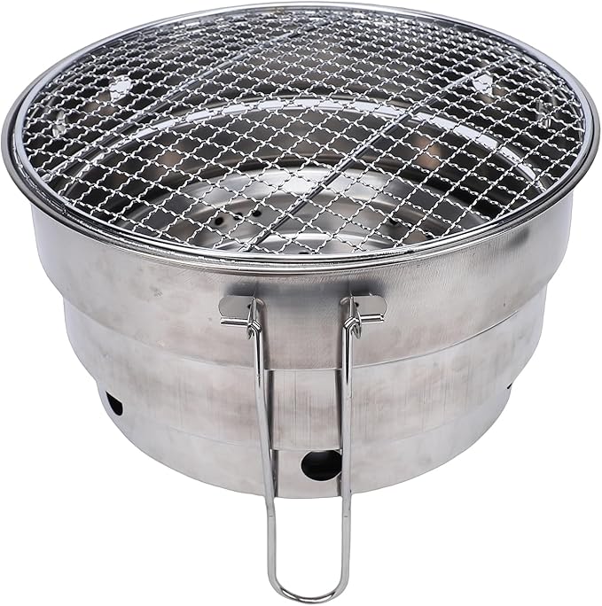 Portable Folding Charcoal Grill Stainless Steel BBQ Grill with Collapsible Frame, Recessed Charcoal Tray, Portable Storage Bag for Outdoors Cooking Patio Backyard (CW305 28 BBQ)
