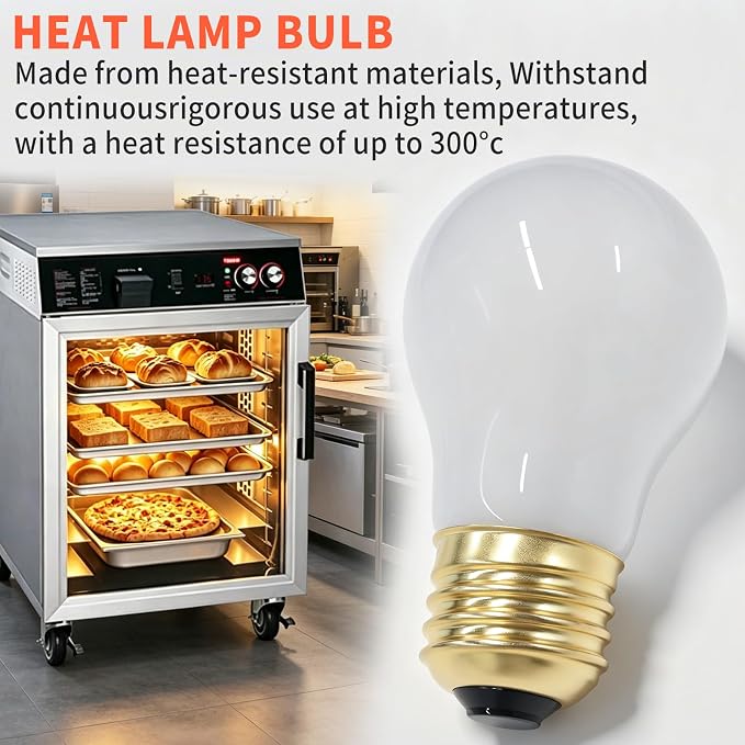 Heat Light Bulb 40 Watt Compatible with Hatco Oven 02.30.265.00 E26 Base | High Temp Oven Light Bulb A15 120V for Commercial Food Warming Cabinets and Displays Replace 02.30.265, 02.30.265.12 2-Pack
