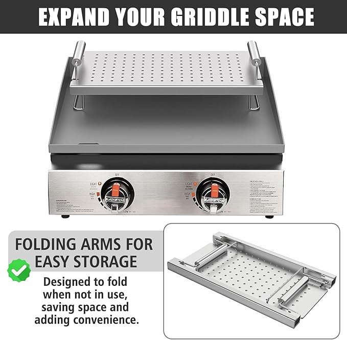 SafBbcue Adjustable Griddle Warming Rack for Blackstone 17"-36" Griddles, Grill Warming Rack Compatible with Weber 6784, Universal BBQ Griddle Rack for Most Tabletop/Flattop Griddles and Grill
