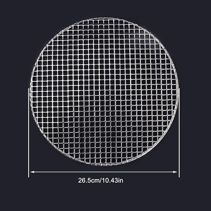 Eagles Round Grill Grates, 26.5cm/10" Heavyweight Cooking Rack Round BBQ Mesh 304 Stainless Steel Barbecue Grilling Grate Cross Wire Steaming Cooling Barbecue Rack/Carbon Baking Net/Grill/Pan Grate