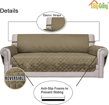 Easy-Going Reversible Couch Cover, Oversized Chair, Beige/Beige | Machine Washable Slipcover For Dogs, Water Resistant Furniture Mat For Living Room, Non-Slip Sofa Cover, Pet Friendly
