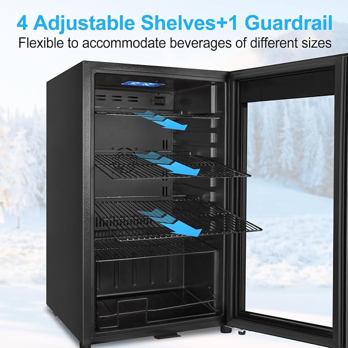 FoMup Beverage Refrigerator 126 Can, Mini Beverage Fridge Small Beverage Cooler with Glass Door Safety Lock, Drink Fridge for Beer Soda Wine, Perfect for Dorm Office Hotel