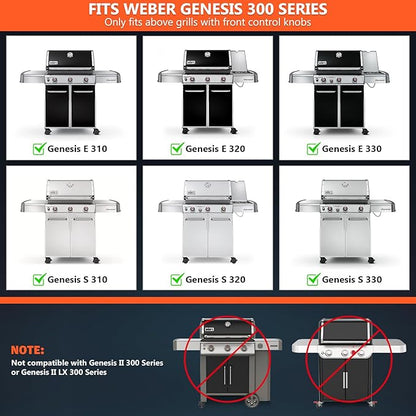 Grill Parts for Weber Genesis 300 (2011-2016 Front Control) – Cast Iron Grates, 304 Burner Tubes, 17.5" Flavorizer Bars + Heat Deflectors, Fits Genesis E/S310 E/S320 E/S330, Replaces 7524 62752 7621