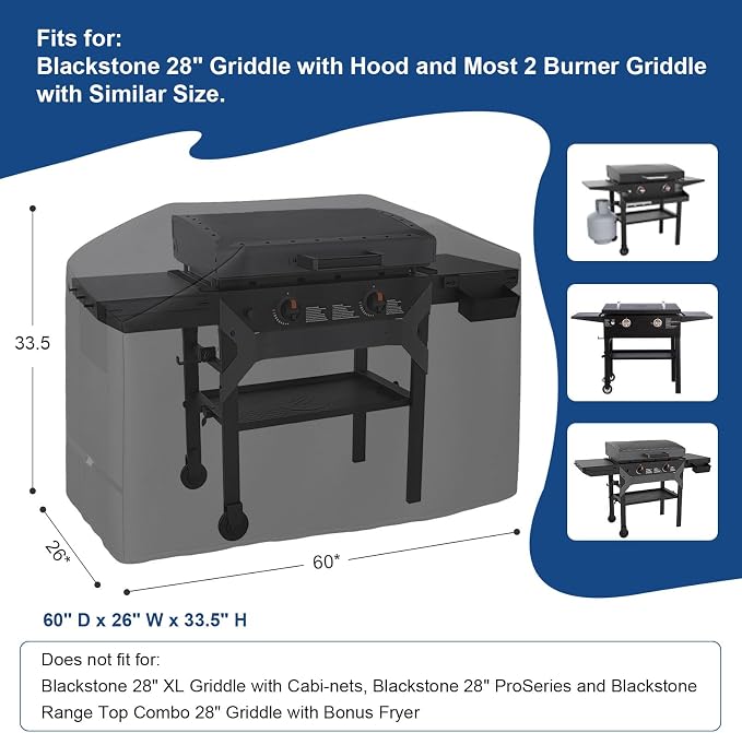 Grill Cover for Blackstone 28" Griddle,Waterproof,Anti-UV 5483 BBQ Grill Cover,2 Burner Flat Top Gas Grill Cover