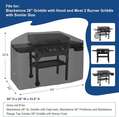 Grill Cover for Blackstone 28" Griddle,Waterproof,Anti-UV 5483 BBQ Grill Cover,2 Burner Flat Top Gas Grill Cover
