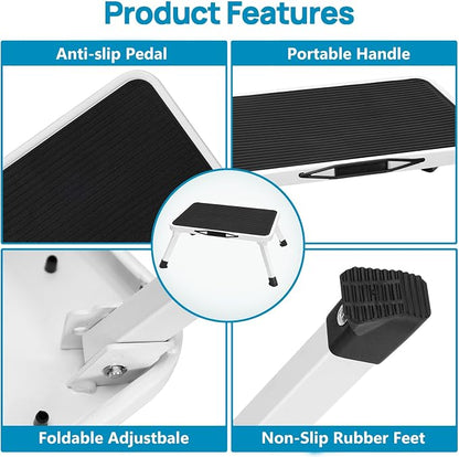 Simple Deluxe Step Stools Foldable, Heavy Duty Foot Stool with Non-Slip Paltform & Feet, Folding Step Ladder for Adults or Kids in Kitchen, Home, 330 Lbs Capacity