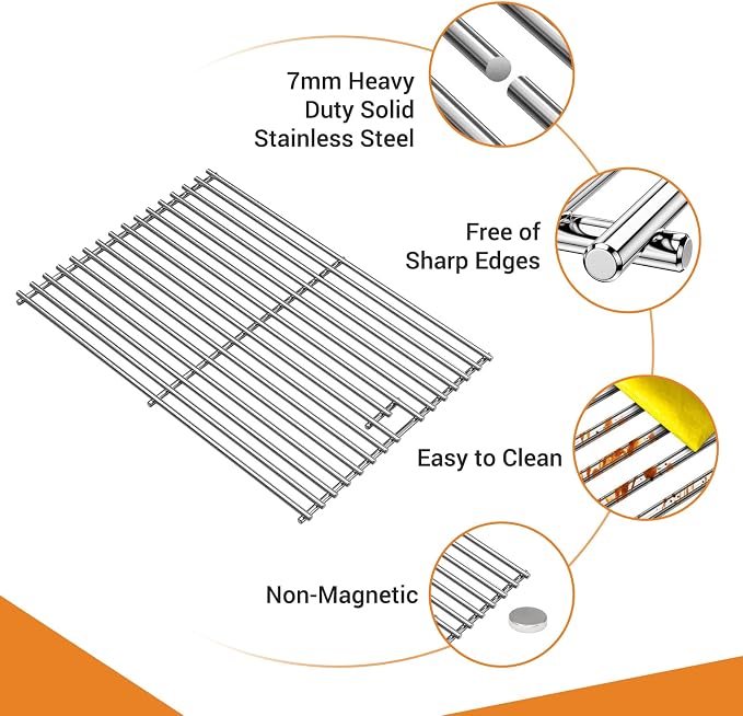 17 Inch Stainless Steel Cooking Grates for Home Depot Nexgrill 720-0830H 720-0830D 720-0783E 720-0783C Gas Grill Replacement Parts Uniflame Gas Grills Cooking Grids 2 Pack
