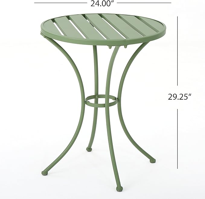 Christopher Knight Home Colmar Outdoor Iron Bistro Set, 3-Pcs Set, Matte Green