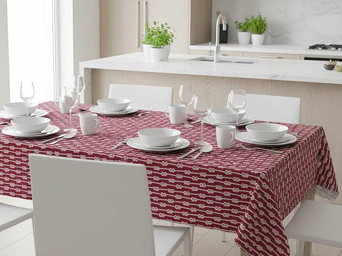 Newbridge Rectangle Vinyl Tablecloth with Flannel Backing, Red Nautical Rope Stripe, 60 x 84 Inch, Coastal Striped Indoor Outdoor Wipe Clean Picnic, BBQ and Dining Table Cover