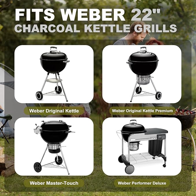 Rotisserie Grill Kit Premium Chicken Rotisserie for Weber 22 Kettle Grill, Rotating Ring Kit for Weber Kettle Accessories, Upgraded Electric Motor - Well Balanced