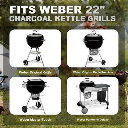 Rotisserie Grill Kit Premium Chicken Rotisserie for Weber 22 Kettle Grill, Rotating Ring Kit for Weber Kettle Accessories, Upgraded Electric Motor - Well Balanced