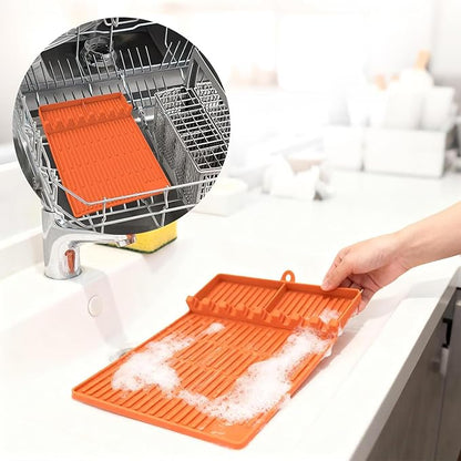 Silicone Grill Mat Compatible with Blackstone, Silicone Griddle Tools Mat with Drip Pad, Spatula Mat for Outdoor Grill Kitchen Counter