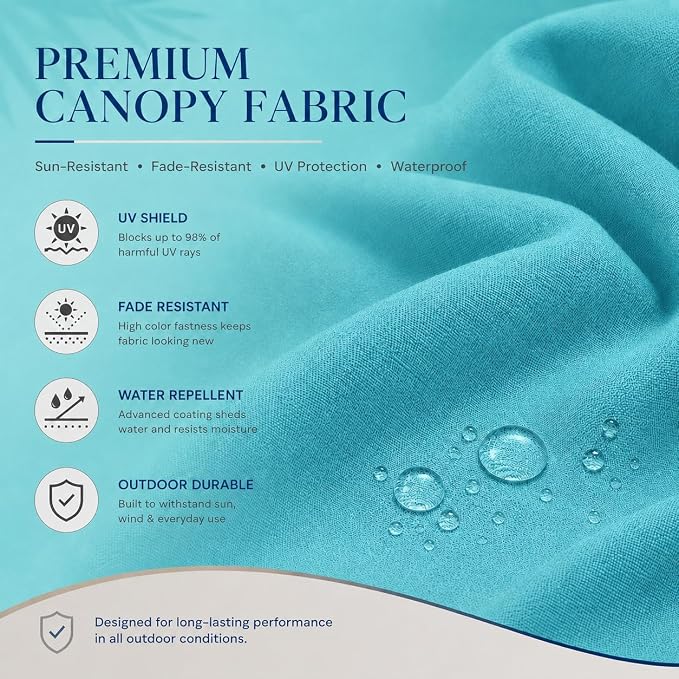 10ft Patio Umbrella, 3-Tier Vented Outdoor Table Umbrella with 8 Sturdy Fiberglass Ribs, Windproof Market Umbrella with Push Button Tilt and Crank, UV Protection for Deck, Pool, Turquoise Blue